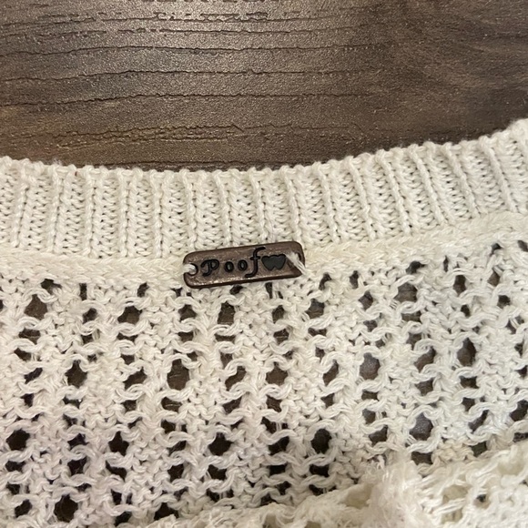 White Poof Knit Sweater With Floral Detail - Picture 3 of 4